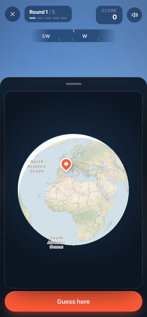 Look around a real street panorama and guess on the globe